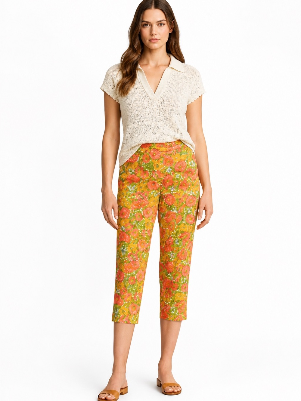 Liz Claiborne Vintage Floral Cropped Pedal Pusher Size 12